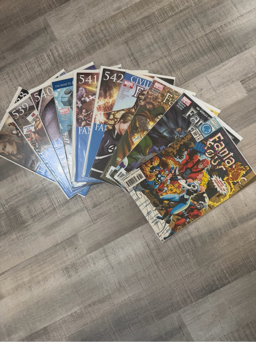 Fantastic Four Comic Lot 10 Books #537-543 #551 #552 #388 Civil War Marvel